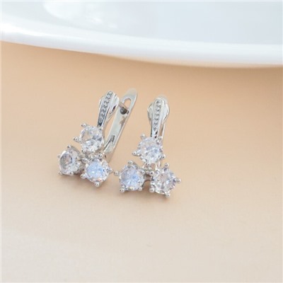 Серьги ювелирная бижутерия, покрытие посеребрение, вставка: фианиты, цвет: прозрачный, арт.213.599