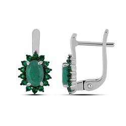 Серьги из серебра изумруд берилл, наноизумруд, Фиона