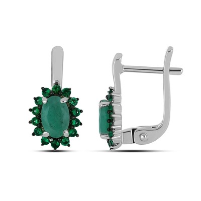 Серьги из серебра изумруд берилл, наноизумруд, Фиона