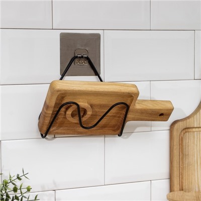 Держатель для крышек и разделочных досок Доляна, 16×8×14.6 см, на липучке, цвет чёрный