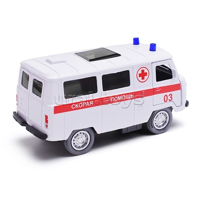 Машина металл УАЗ-452 "Буханка" Скорая 10,5 см, двери, инерционная