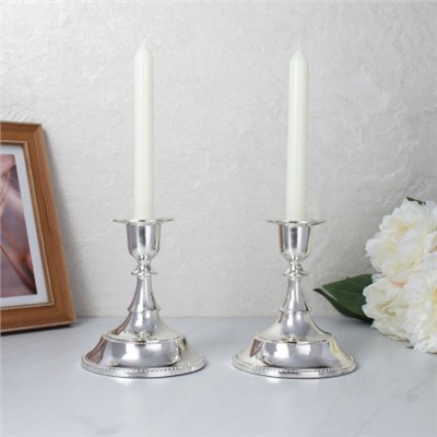 Подсвечник 2 штуки набор серебро 12 см / 101S /уп 30/