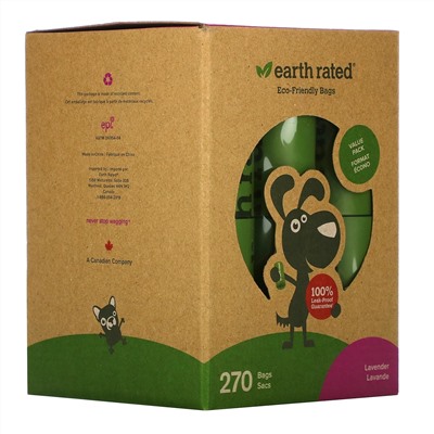 Earth Rated, Dog Waste Bags, Lavender, 270 Bags