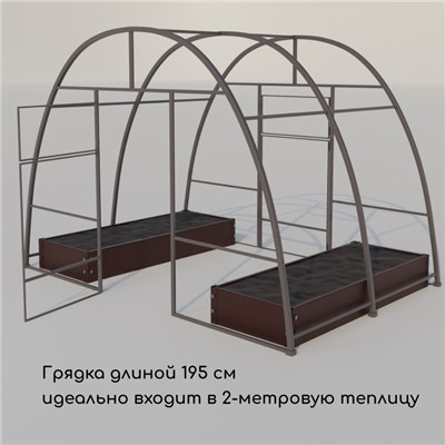 Грядка оцинкованная, 195×70×15 см, коричневая, Greengo