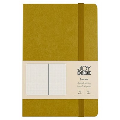 Блокнот А6- 96л клетка "Joy Book. Фисташковый мусс" на резинке,карман, кожзам БДБК6964536 Listoff