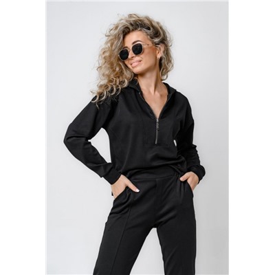 Костюм спортивный без начеса на молнии 43065 (Черный)