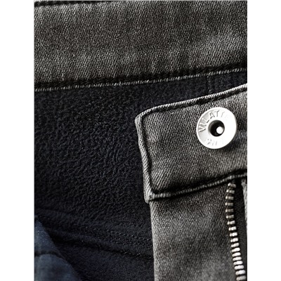 Джинсы mom-fit из эластичного денима на флисе