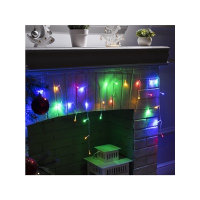 Гирлянда «Бахрома» 3×0.5 м, IP20, прозрачная нить, 80 LED, свечение мульти, 8 режимов, 220 В