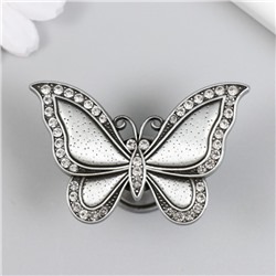 Ручка для шкатулки металл «Бабочка», стразы, состаренное серебро, 3.6×5.5×2.2 см