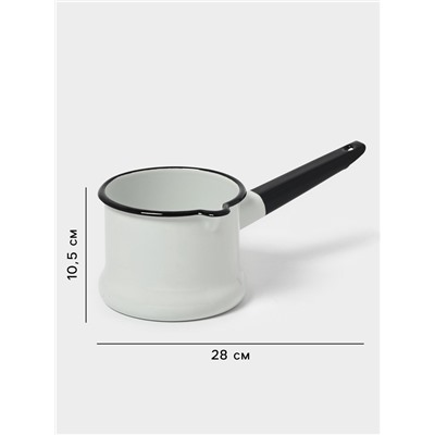 Ковш эмалированный, 1 л, без декора, белый