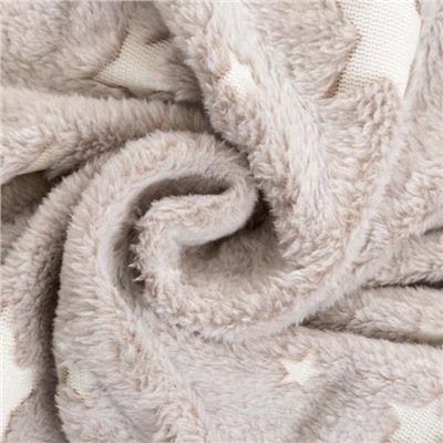 Плед светящийся в темноте «Этель. Звезды», 150×200 см, корал-флис, серый