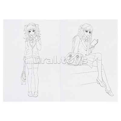 Раскраска "В школе аниме"