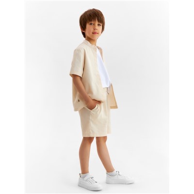 Комплект (рубашка и шорты) для мальчика MINAKU, бежевый, рост 134 см