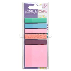 Набор самоклеящихся этикеток-закладок "Pastel" пластиковые полупрозрачные, 50x50 мм и 50x10 мм, 6x20 листов, 5 пастельных цветов, в картонном блистере и пластиковом пакете с европодвесом