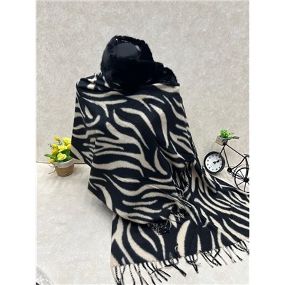 Мягкий палантин из кашемира с норковым воротником мультицвет