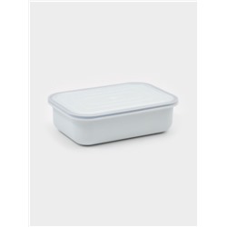 Лоток эмалированный, 1.5 л, с полиэтиленовой крышкой, без декора, белый