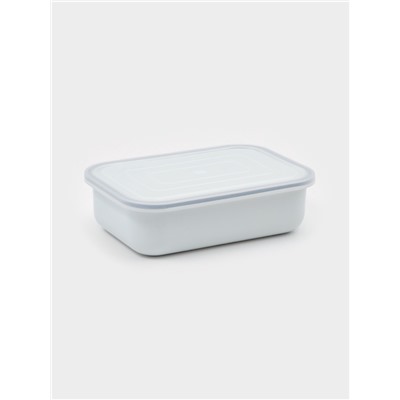Лоток эмалированный, 1.5 л, с полиэтиленовой крышкой, без декора, белый