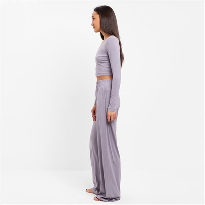 Пижама женская (лонгслив, брюки) MINAKU: Home collection, серая, размер 44