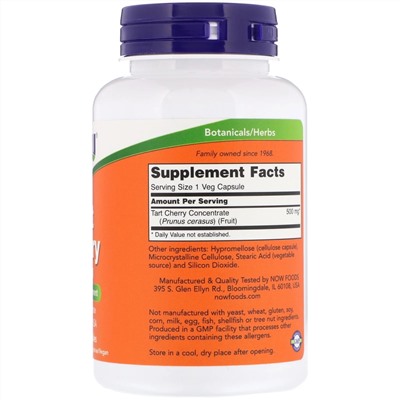 Now Foods, Вишня, 500 мг, 90 вегетарианских капсул