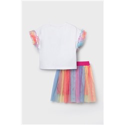 Комплект трикотажный для девочек: джемпер (футболка), юбка-шорты PLAYTODAY, 1240354