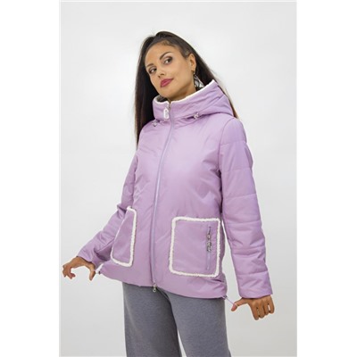 Модная куртка с меховой отделкой Тренд, арт. 926 демисезон. (Магнолия)