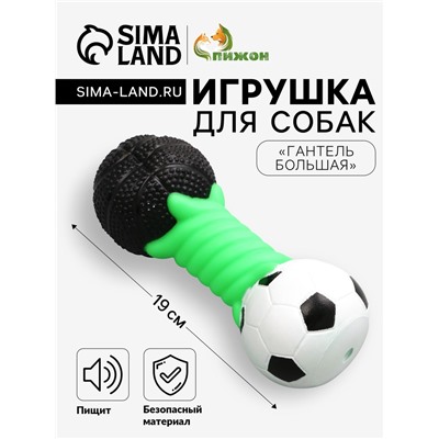 Игрушка пищащая для собак «Гантель большая», усиленная, 19 см, цвет МИКС