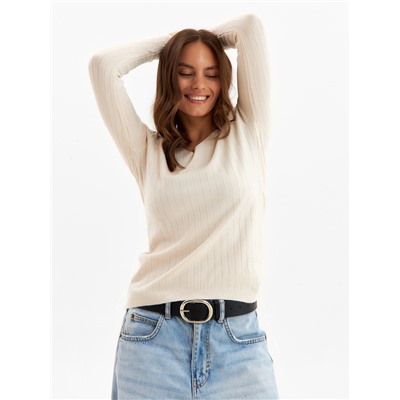 Джемпер женский с v-образным вырезом MINAKU, бежевый, размер 42-44