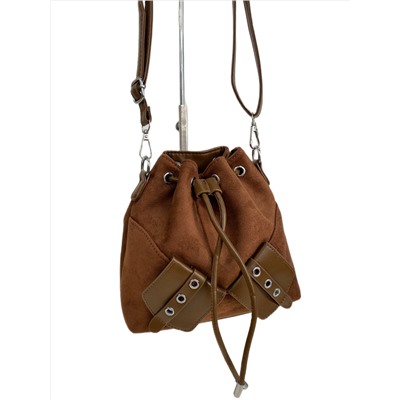 Женская сумка из искусственной замши, цвет шоколадно-рыжий