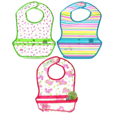 Green Sprouts, Snap & Go Wipe Off Bibs, 9-18 Months, 3 Pack
