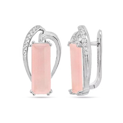 Серьги из серебра розовый кварц, МЦВА15