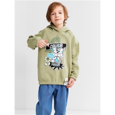 Толстовка (худи) детская MINAKU: CRUSH, оливковая, рост 104 см