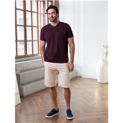 Футболка с V-вырезом из премиального хлопка с эластаном