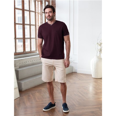 Футболка с V-вырезом из премиального хлопка с эластаном