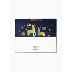 Пакет подарочный новогодний ламинированный горизонтальный «Олени», 49×40×19 см