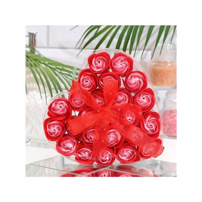 Мыльные розочки, красно-розовые, набор 24 шт.