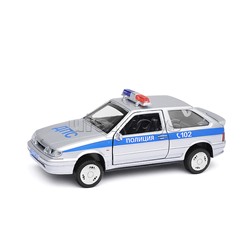 Машина металл ВАЗ-2113 Полиция 12 см, (двери, серебристый,свет-звук) в коробке