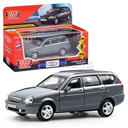 Машина металл LADA PRIORA длина 12 см, двери,багаж,инерц,темно-серый, в кор.
