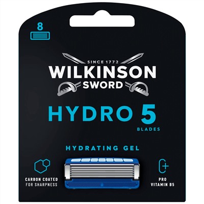 Кассеты для бритвы Schick (Wilkinson Sword) HYDRO-5 Carbon Coated Hydrating Gel (8шт)