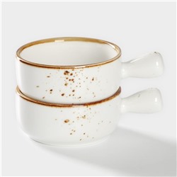 Кокотницы «Церера», набор 2 шт., d=7.5 см, 100 мл, фарфор, белые