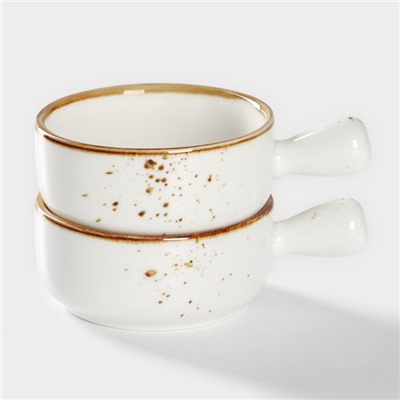 Кокотницы «Церера», набор 2 шт., d=7.5 см, 100 мл, фарфор, белые