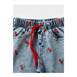 Брюки текстильные джинсовые для девочек PLAYTODAY, 1239687