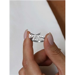 Кольцо из серебра с фианитами родированное - Бант 211-10-269р