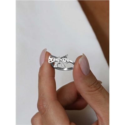 Кольцо из серебра с фианитами родированное - Бант 211-10-269р