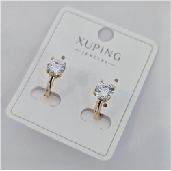 Серьги коллекция "Xuping" покрытие позолота, вставка: фианит, цвет: прозрачный, арт.004.008