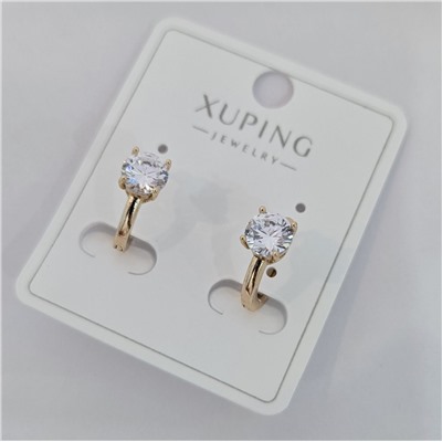 Серьги коллекция "Xuping" покрытие позолота, вставка: фианит, цвет: прозрачный, арт.004.008