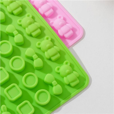 Форма для мармелада «Игрушки», силикон, 20.7×13.7×1 см, 48 ячеек, цвет МИКС