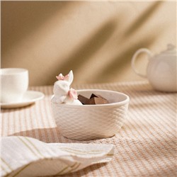 Конфетница SL Home «Лесные кролики», 13×10.3 см, фарфор, белая
