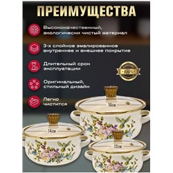 Набор эмалированных кастрюль с крышками З #22936291