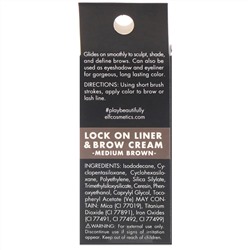 E.L.F., Lock On, крем для бровей и подводка, средний-коричневый, 0,19 унц. (5,5 г)
