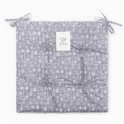 Подушка на стул Этель «Цветы» цв. grey, 40×40 см, 100% п/э
